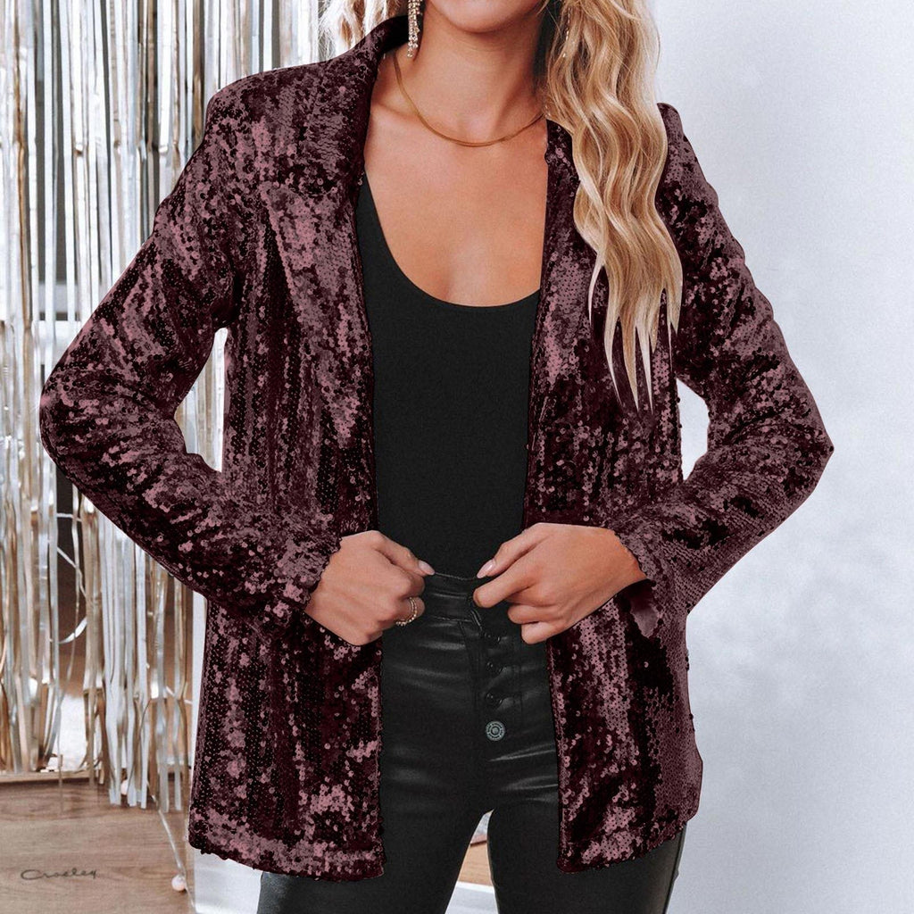 Women's elegant sequined blazer with shimmering finish, size GR