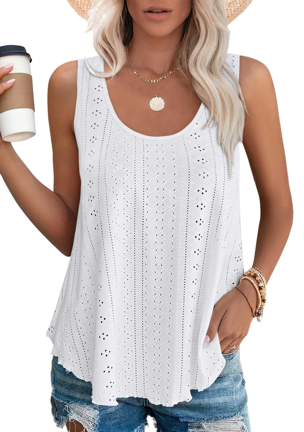 GR | Rundhalsausschnitt Locker Ärmellos Tanktop