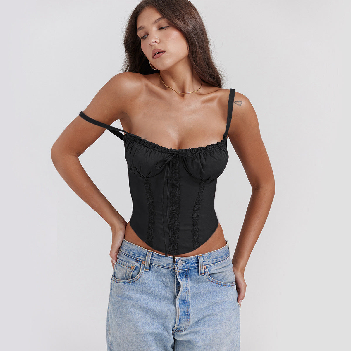 Women's corset top with adjustable straps and sophisticated details, size GR
