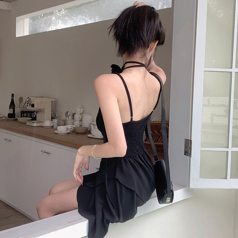 Damen asymmetrisches Sommerkleid mit Rüschendetails GR