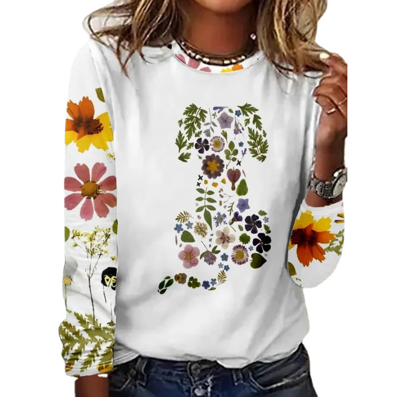 GR | Floral round neck T-shirt 