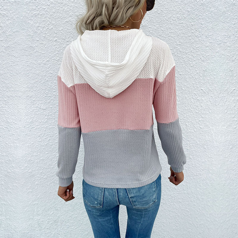 Damen Freizeit Hoodie mit strukturiertem Material und modischem Farbblockdesign GR