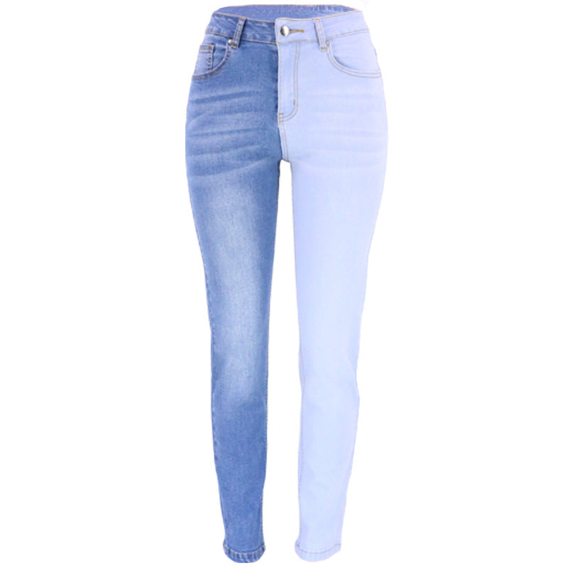 GR | Women's Two-Tone Symmetrical Color-Blocked Denim Jeans