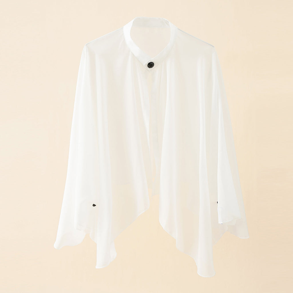 Women's airy chiffon kimono with wide flared sleeves, size S