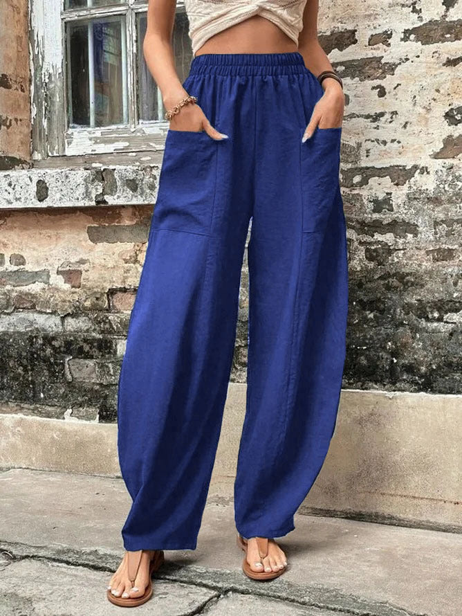 GR | Bequeme einfarbige Taschen Freizeit-Hosen