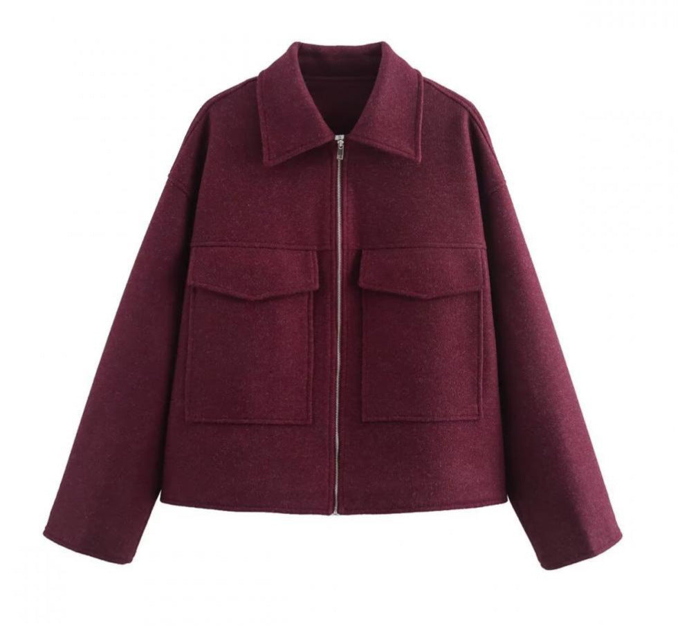 Women's timeless fleece jacket with patch pockets and modern cut, size S