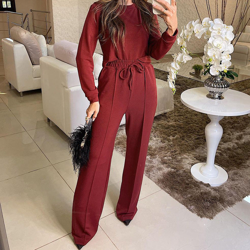 Women's elegant leisure set with high comfort and elastic waistband, size