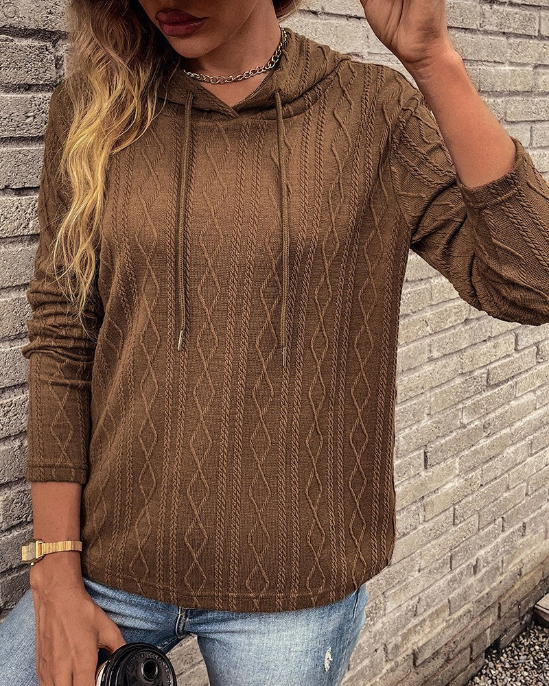 GR Schnürung langärmliger Jacquard Kapuzenpullover