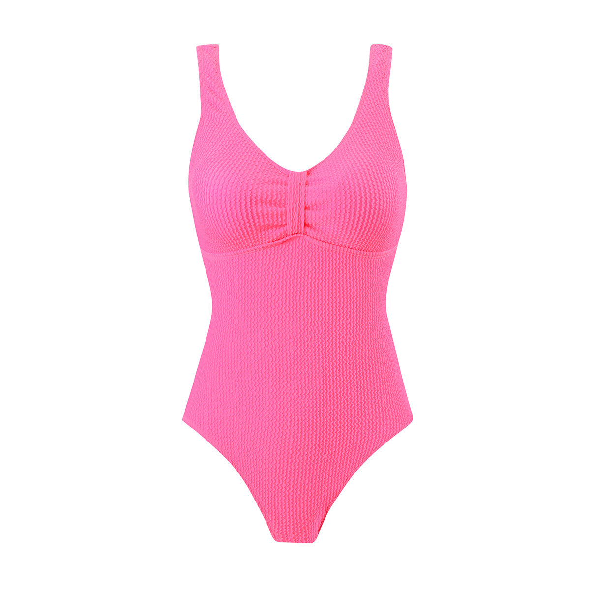 Women's one-piece swimsuit with textured outer material and sporty cut, size S