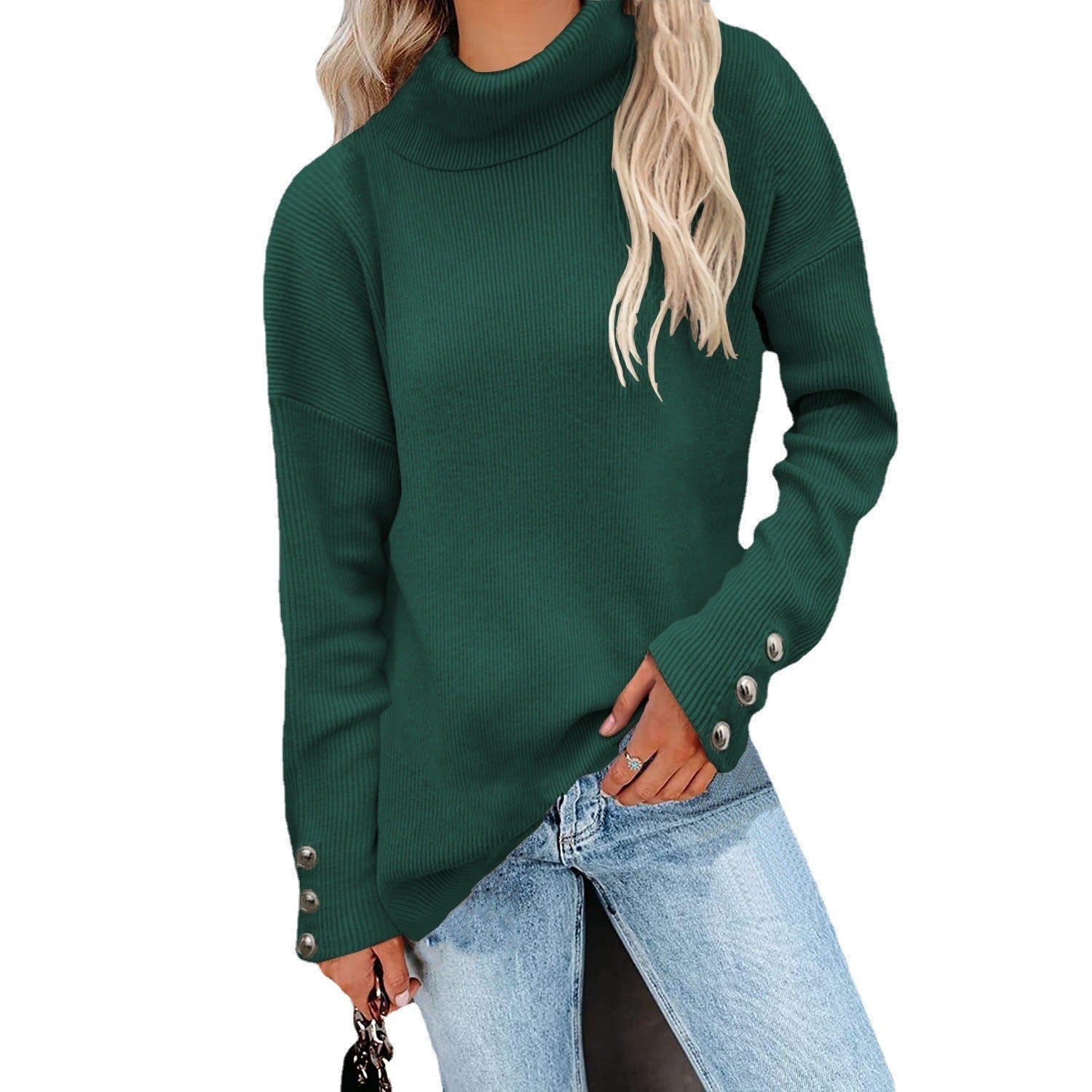 GR | Gestreifter Hoher Hals Strickpullover