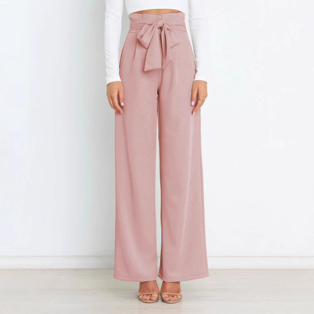 Damen elegante weite Stoffhose mit Taillengürtel GR