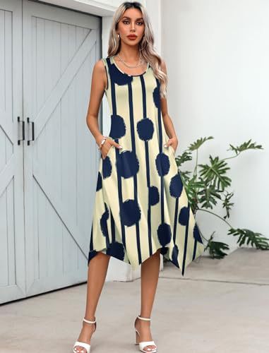 Damen asymmetrisches Freizeitkleid mit modernem Muster und fließendem Schnitt GR