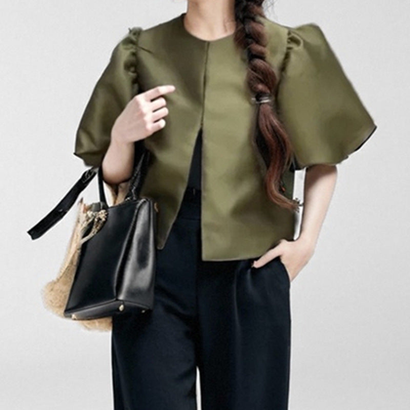 Damen Bluse mit voluminösen Puffärmeln und modernem Design GR