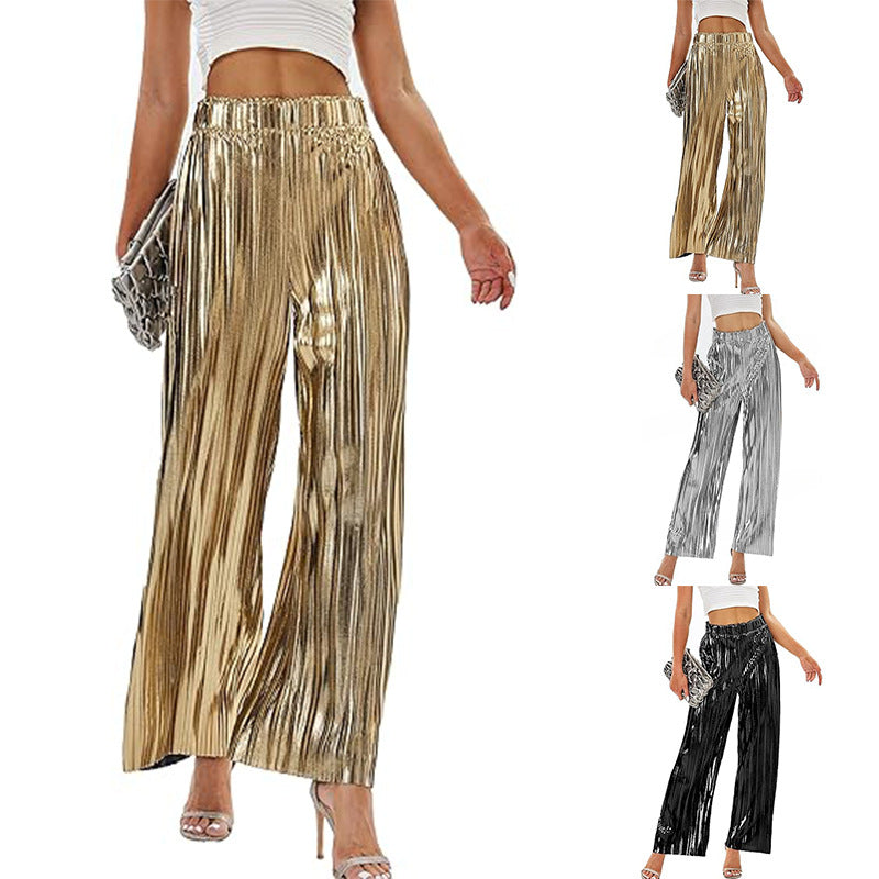 Damen Elegante Plisseehose mit elastischem Bund GR
