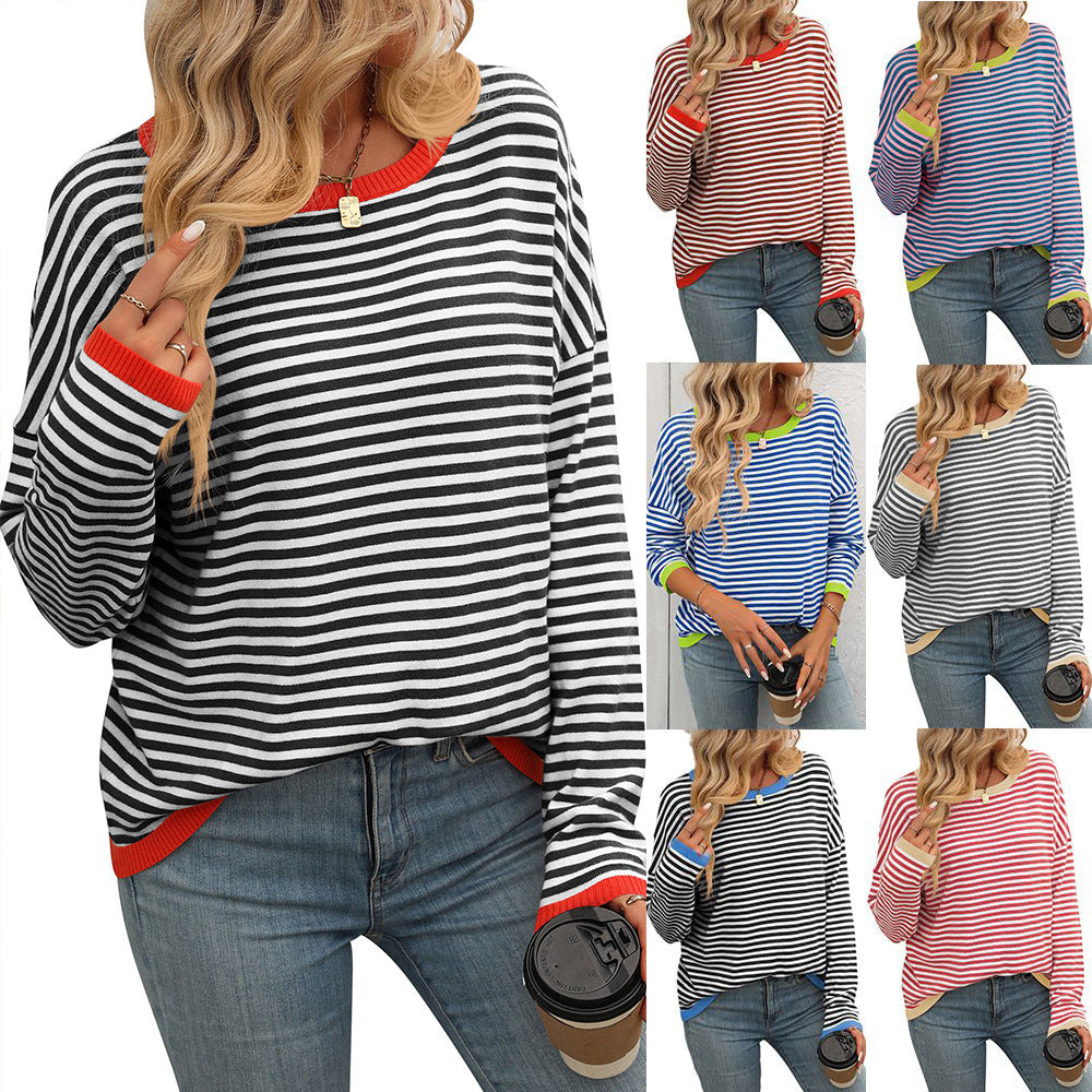 Women's casual striped sweater, size