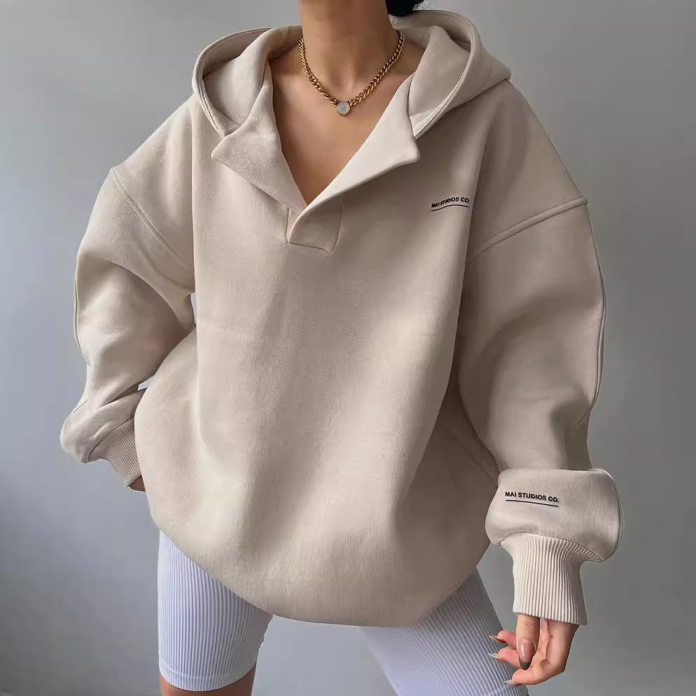 Damen oversized Kapuzenpullover mit Kängurutasche und bequemer Passform GR