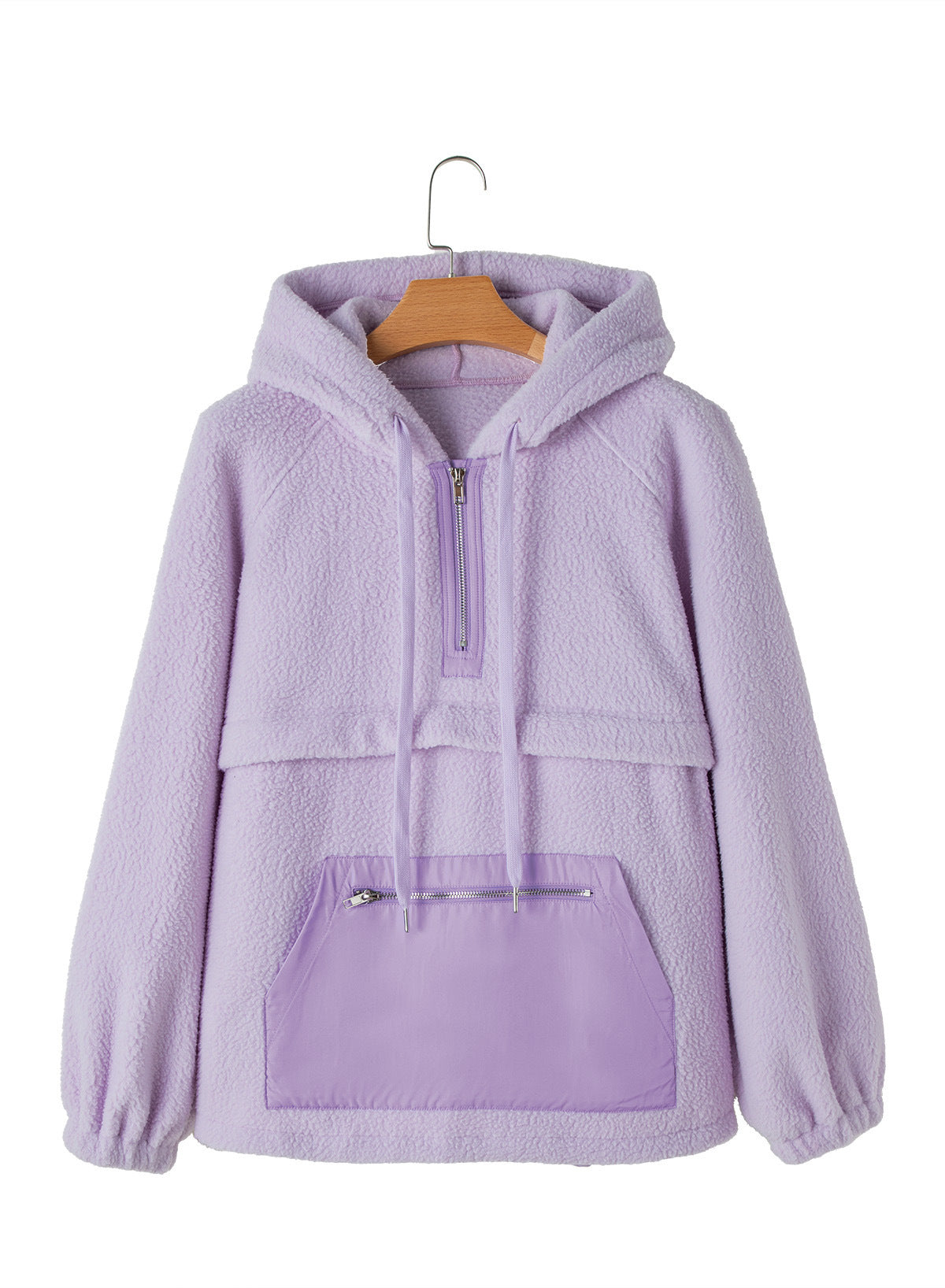 Damen Fleece-Pullover mit hohem Kragen und praktischer Fronttasche GR