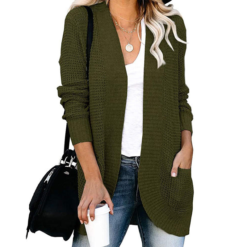 Damen Strickjacke mit offenem Schnitt und seitlichen Taschen GR
