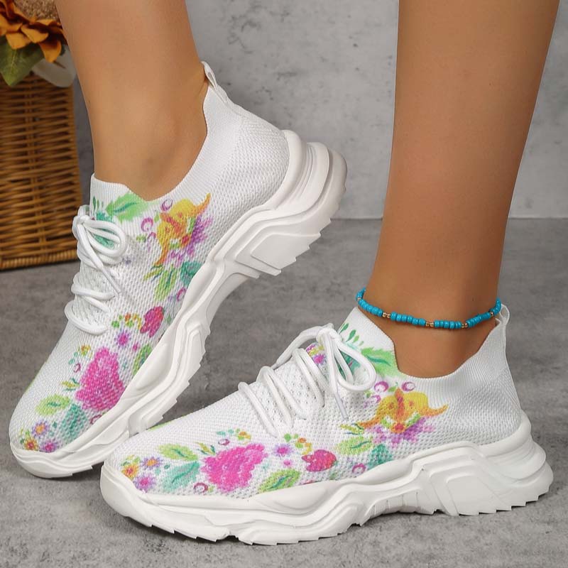 GR | Wide Floral Pattern Sneakers for Women