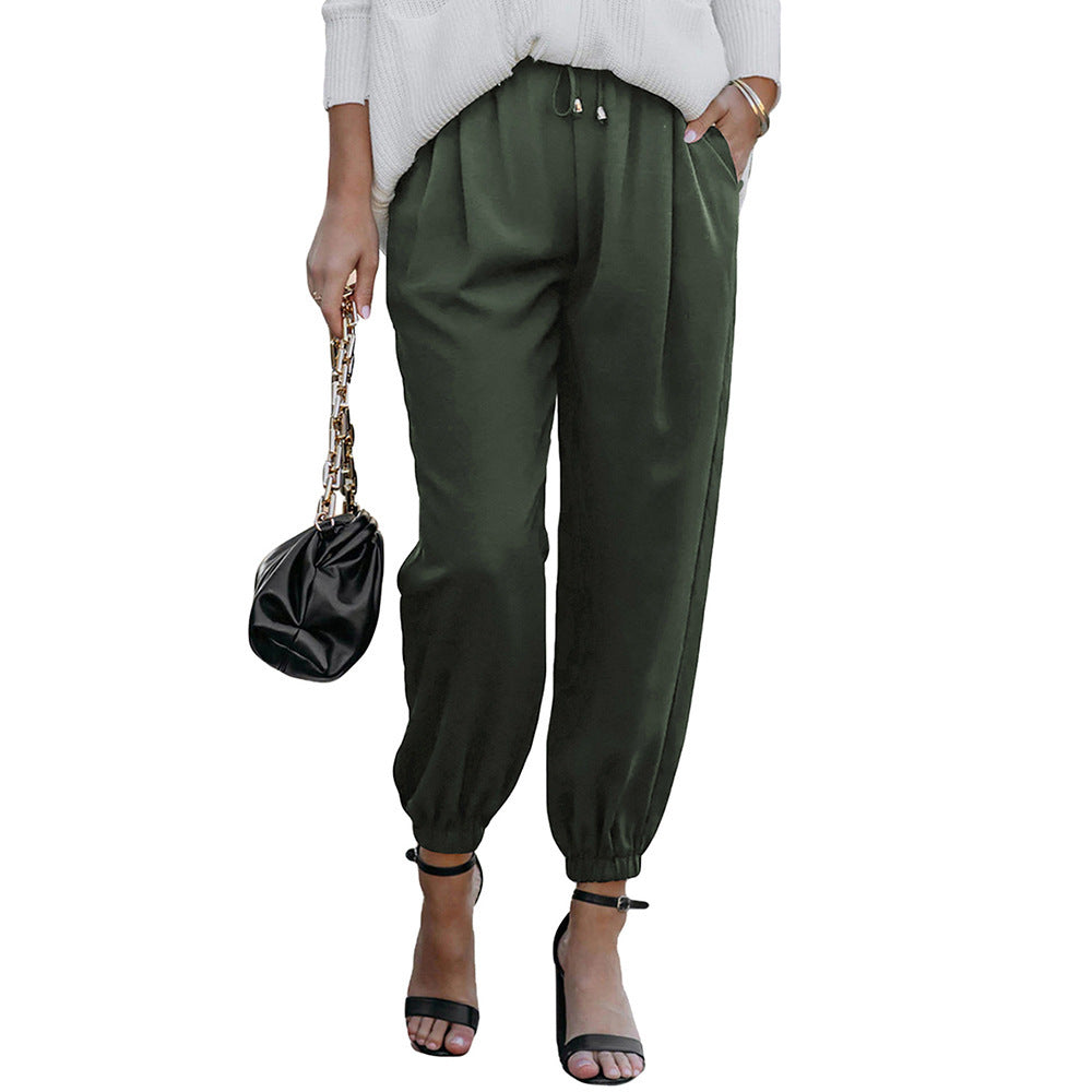 Damen lässige Freizeithose mit elastischem Bund und praktischen Taschen GR