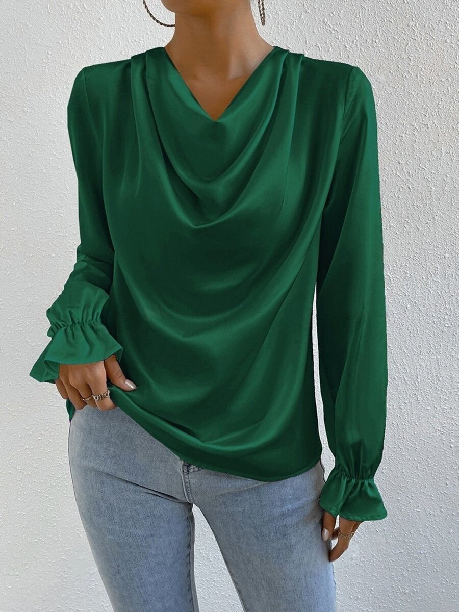 GR | Satin Langarmbluse Top