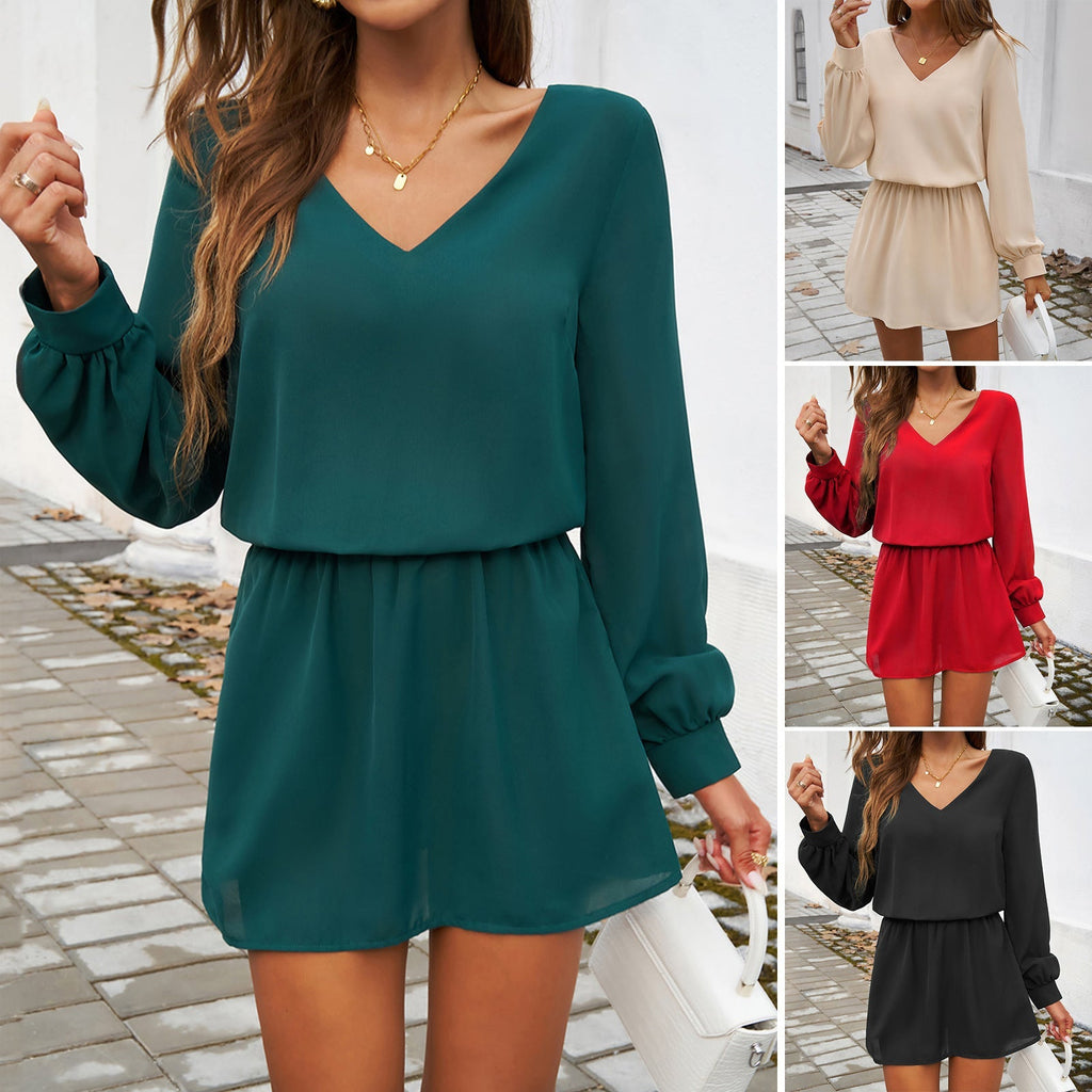 Women's casual jumpsuit with voluminous sleeves and V-neck, size [size]