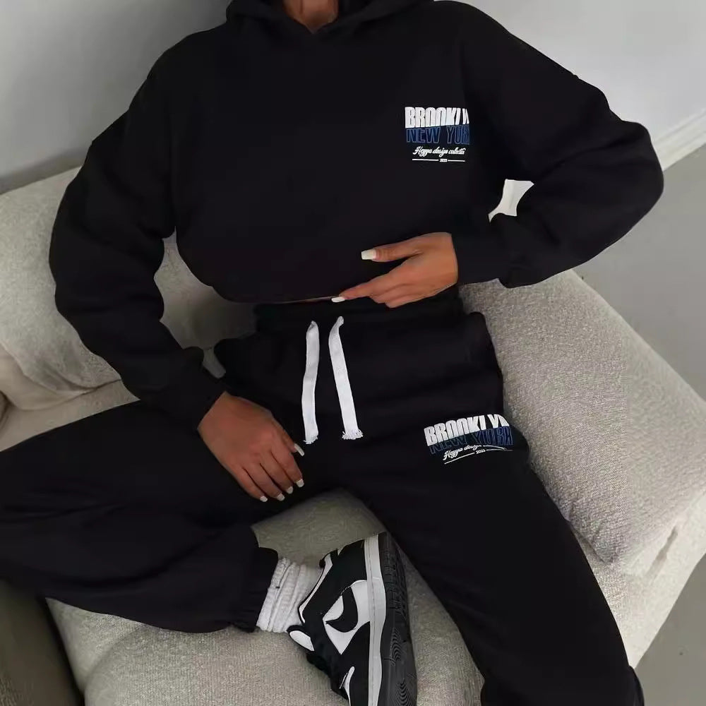 Damen lässiger Fleece-Hoodie und Jogginghose Set mit praktischem Kordelzug und hochwertiger Baumwollmischung GR