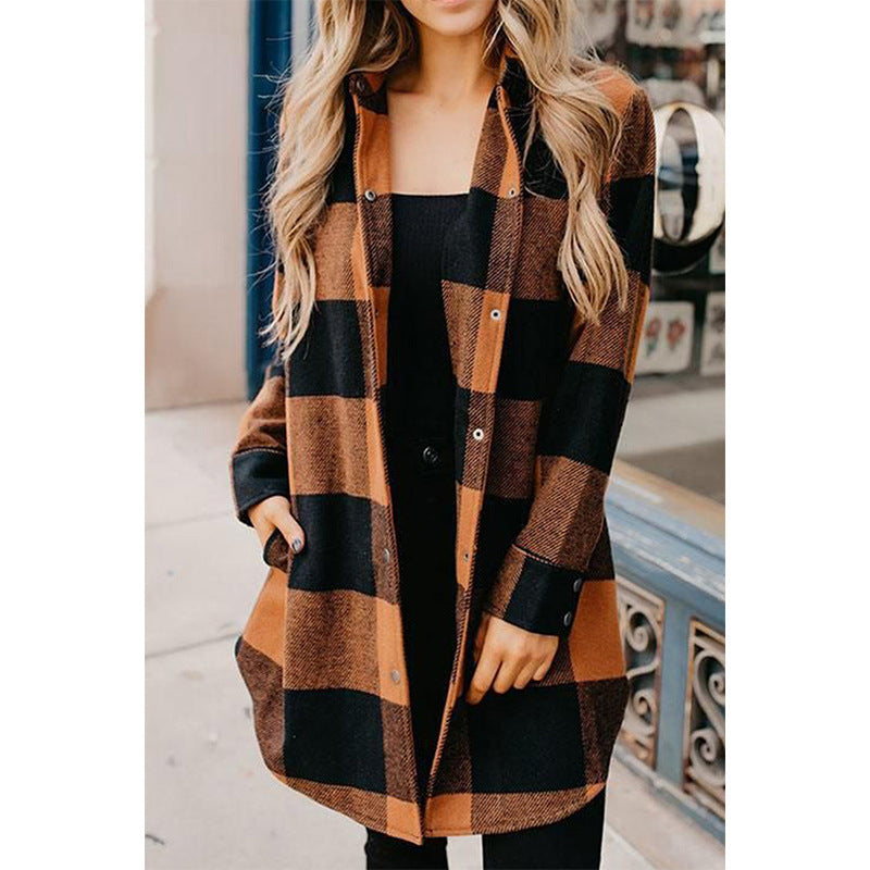 GR - Women's plaid flannel jacket for rustic charm