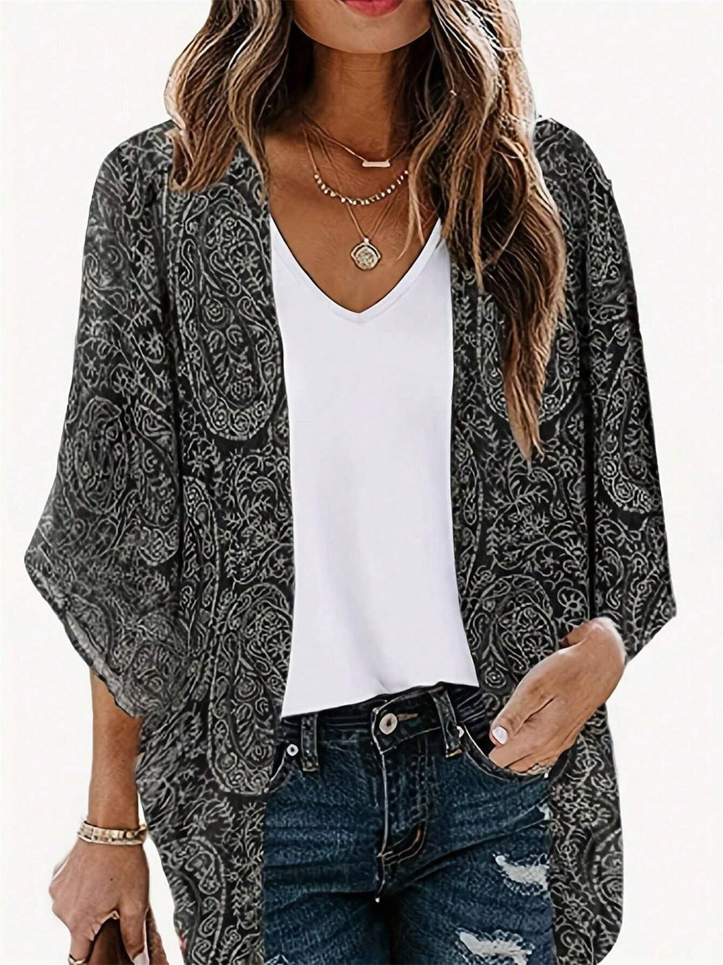 Damen lässige Kaftanjacke im modernen Ethno-Design GR