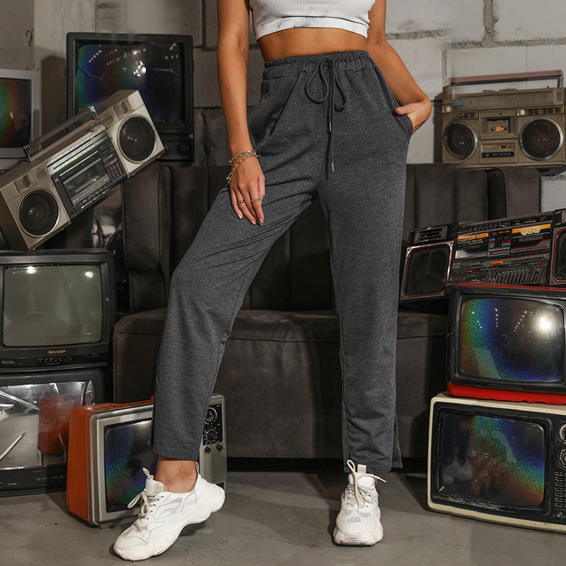 Damen Sportliche Jogginghose mit elastischem Bund und seitlichen Eingrifftaschen GR