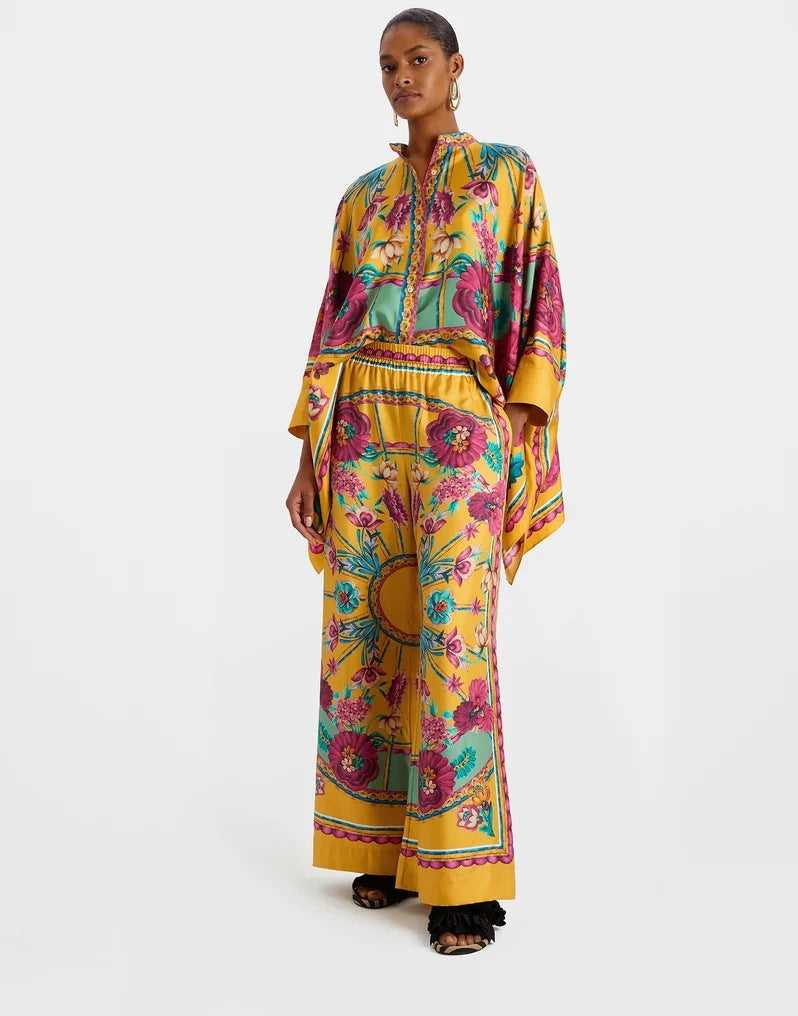 GR | Stand-up collar top and trouser set 