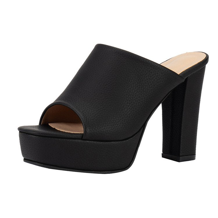 Women's platform mules with open toe and stylish block heel, size GR