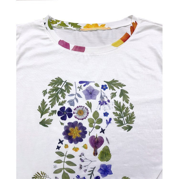 GR | Floral round neck T-shirt 