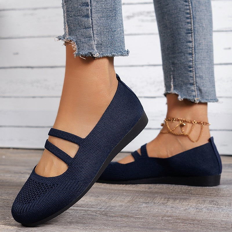 GR | Flat slippers with strap across the instep and flat sole for women