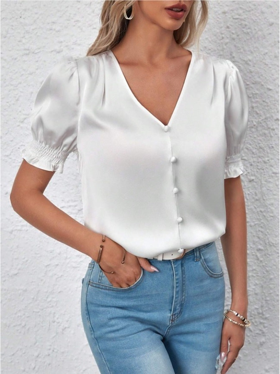 GR | Lässiges Kurzarm-Rüschenshirt