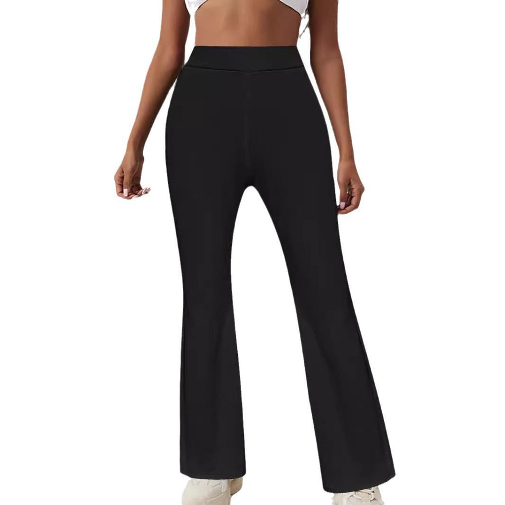 Women's bootcut trousers with high waist and elasticated waistband, size