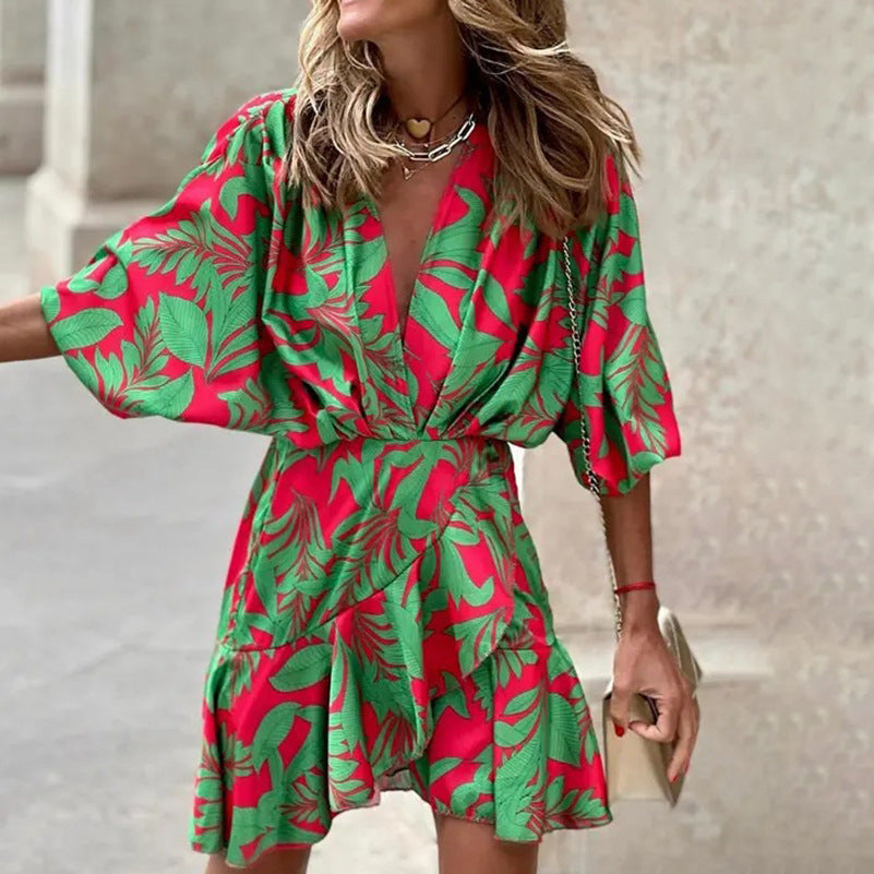 GR | Elegant dress with batwing sleeves