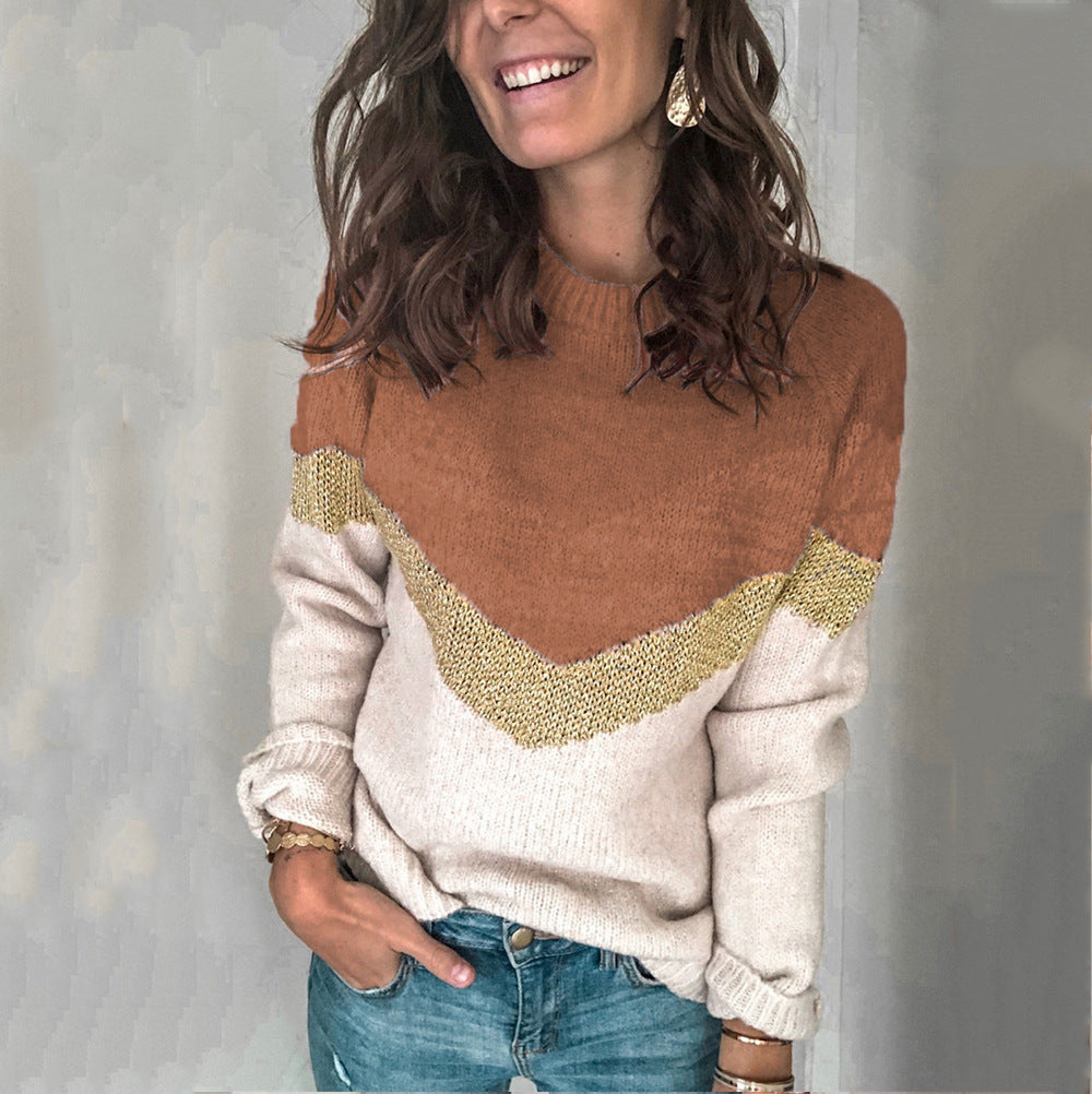 Women's patterned sweater with graphic knit design, size