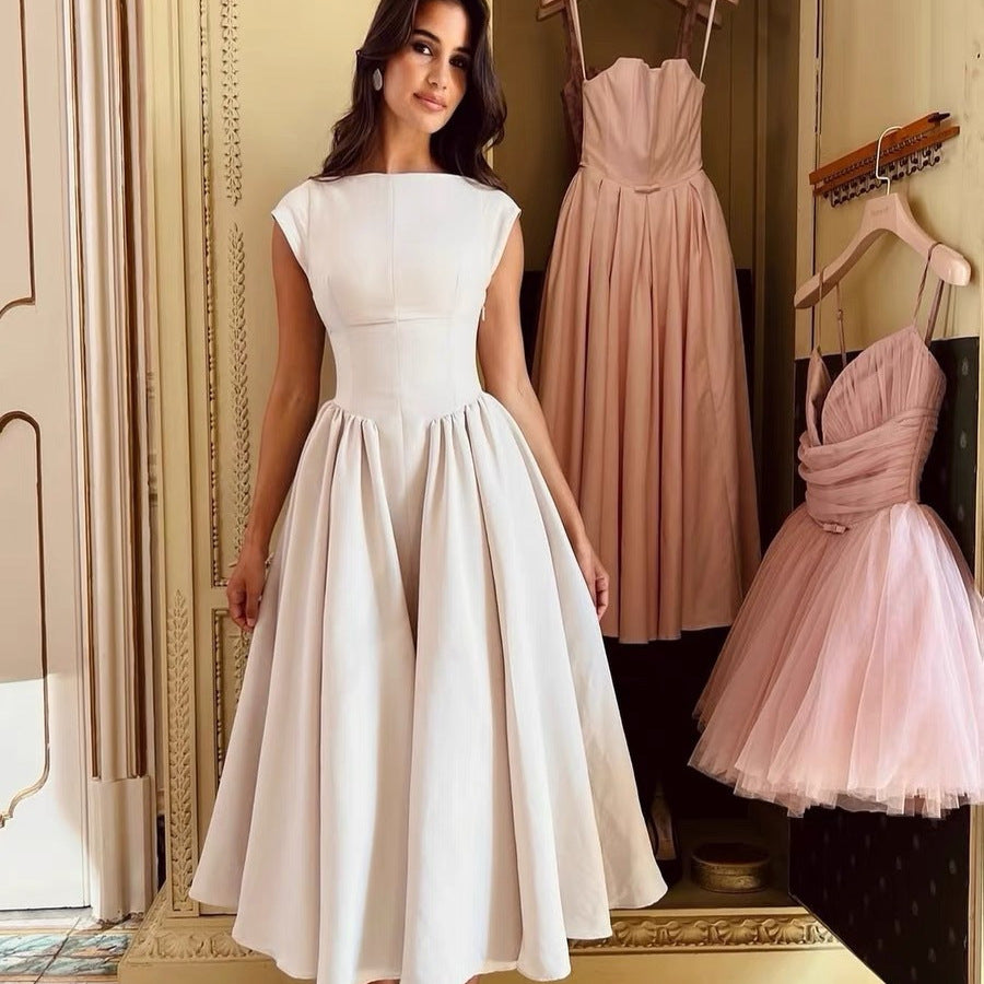 Damen A-linien Kleid mit elegantem Bustier-Oberteil und schwingendem Rock GR