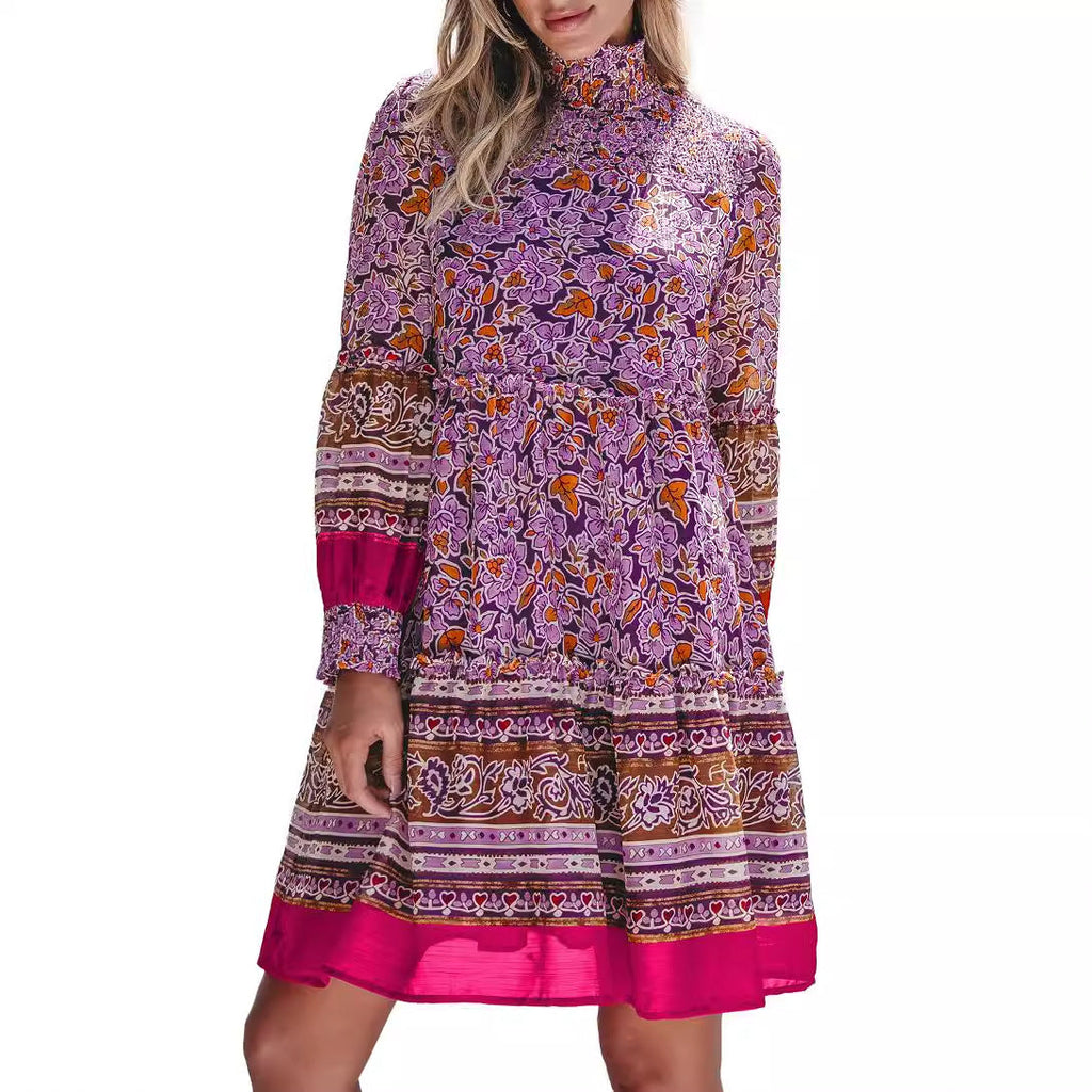 Women's boho-inspired midi dress with elasticated waistband and voluminous sleeves, size [size missing]