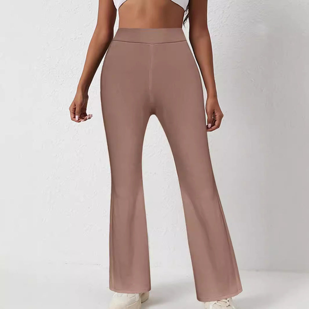 Women's bootcut trousers with high waist and elasticated waistband, size