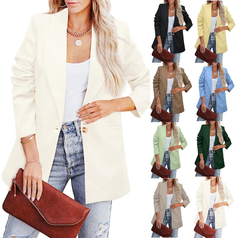 Women's elegant casual blazer with a relaxed cut and two pockets, size S