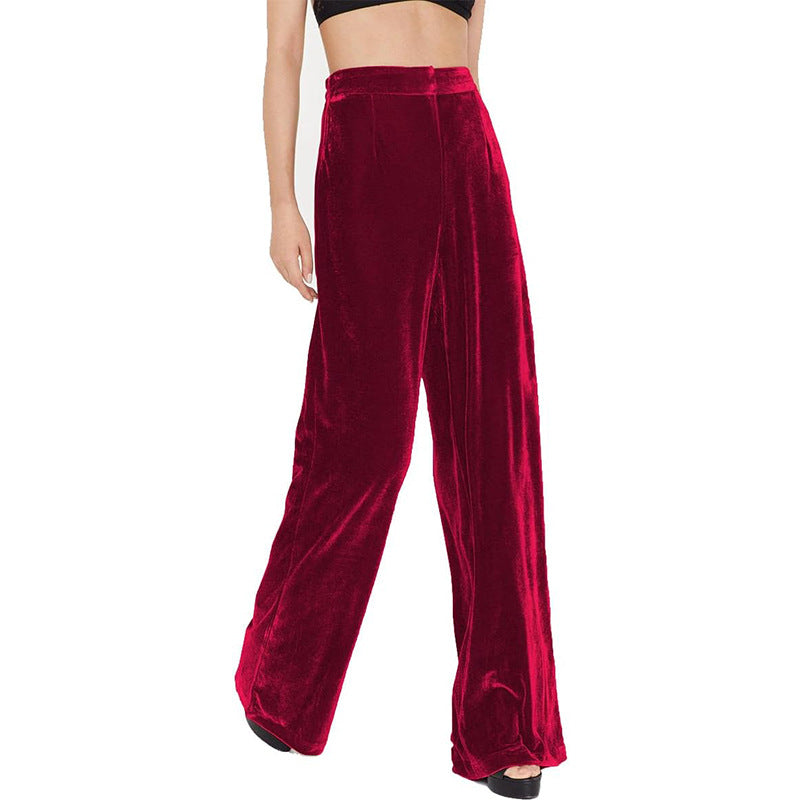 Women's elegant wide-leg velvet trousers, size