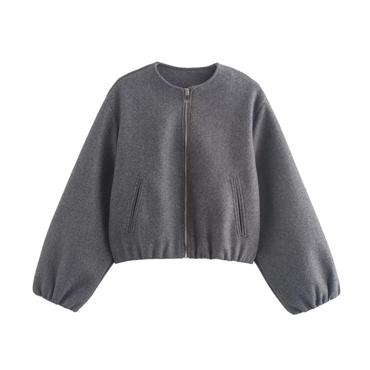 Women's loose-fitting blouson jacket made of soft material, size
