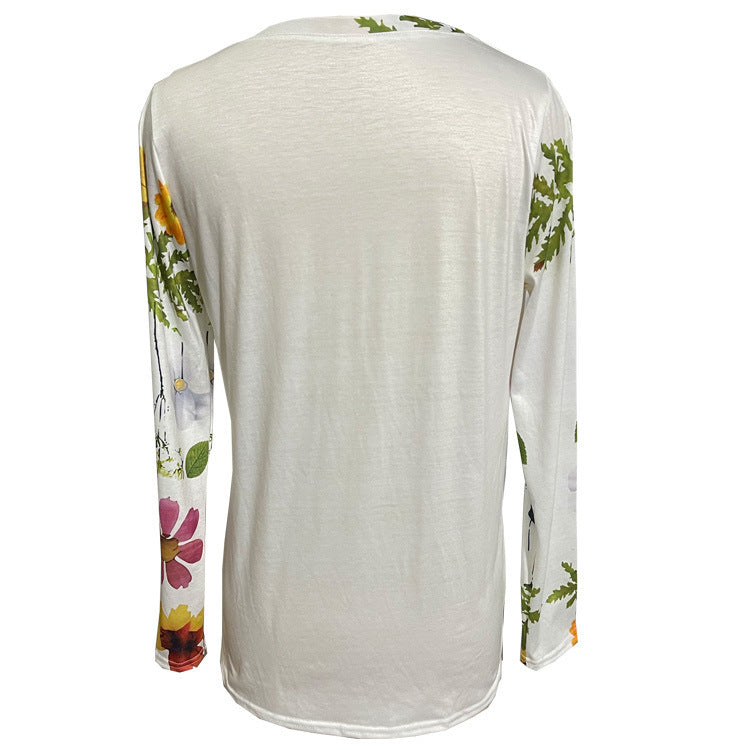 GR | Floral round neck T-shirt 