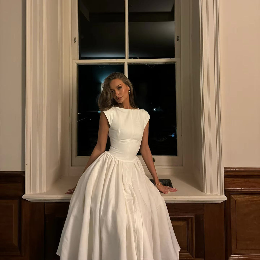 Damen A-linien Kleid mit elegantem Bustier-Oberteil und schwingendem Rock GR