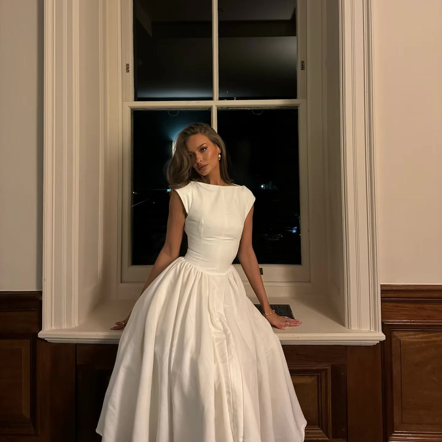 Damen A-linien Kleid mit elegantem Bustier-Oberteil und schwingendem Rock GR