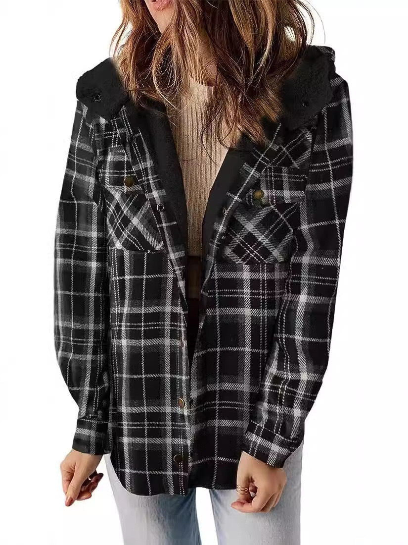 Women's flannel jacket with fleece lining, size