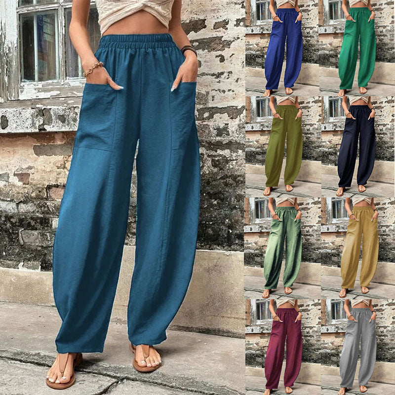 GR | Bequeme einfarbige Taschen Freizeit-Hosen
