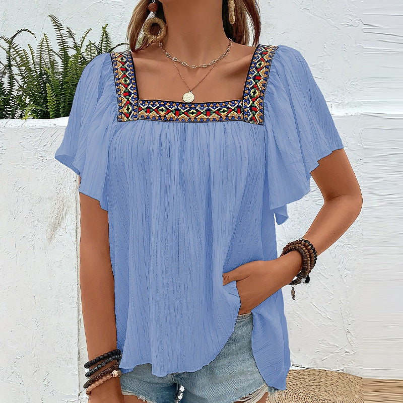 Damen luftige Sommerbluse mit Stickereien GR